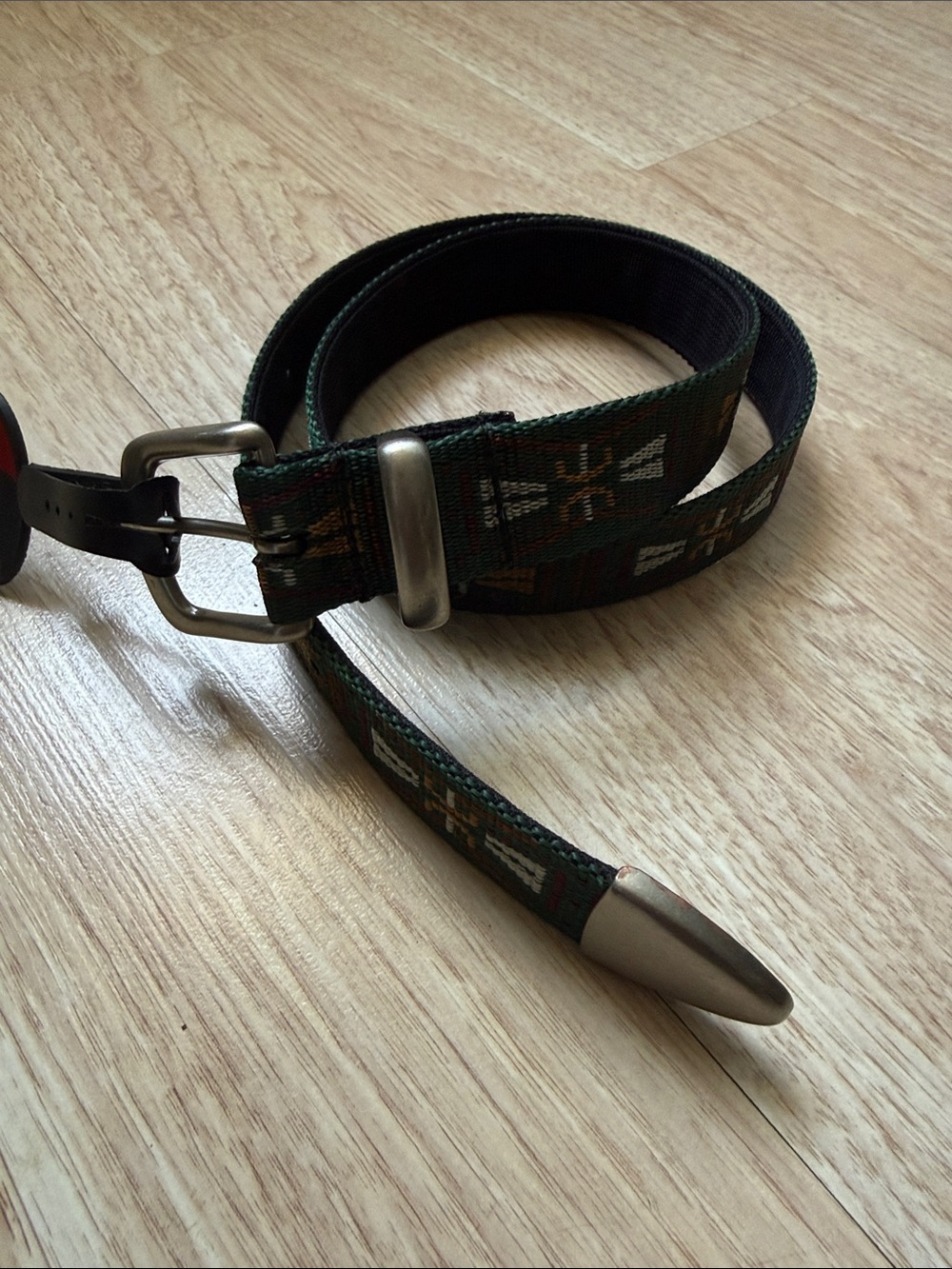 Men's Tribal Design Crookies Belt Green and Black Size 28